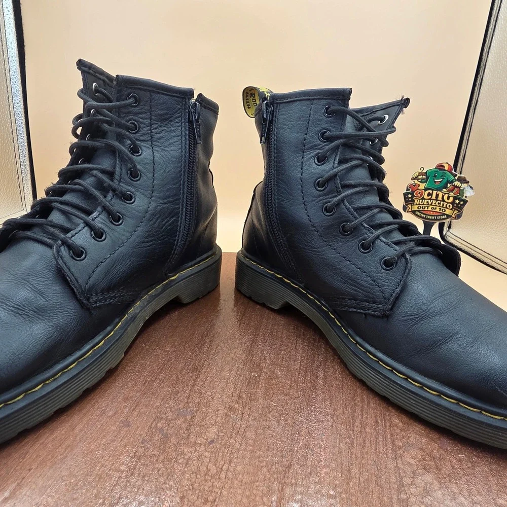 Dr. Martens 1460 J Black Leather Lace Up Side Zip Boots US L 5 M 4 EU 36
